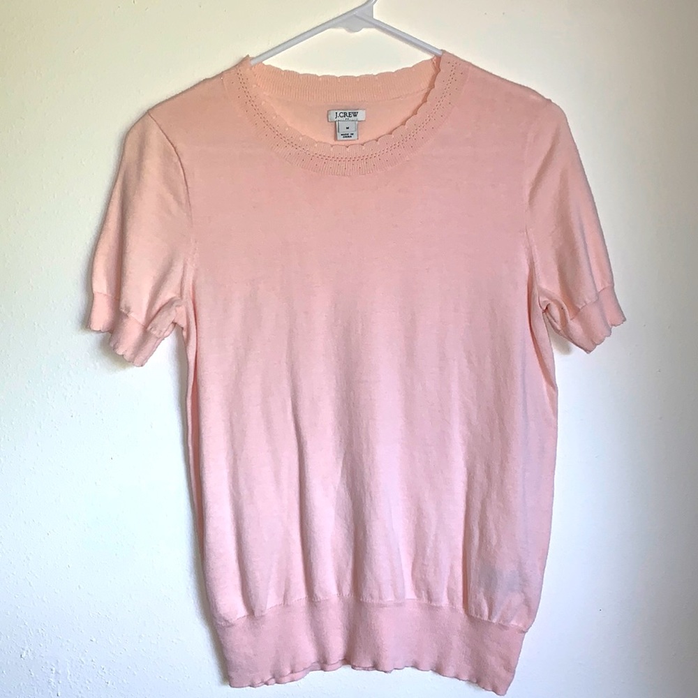 J.Crew Short Sleeve Pink Knit Sweater - Size M
